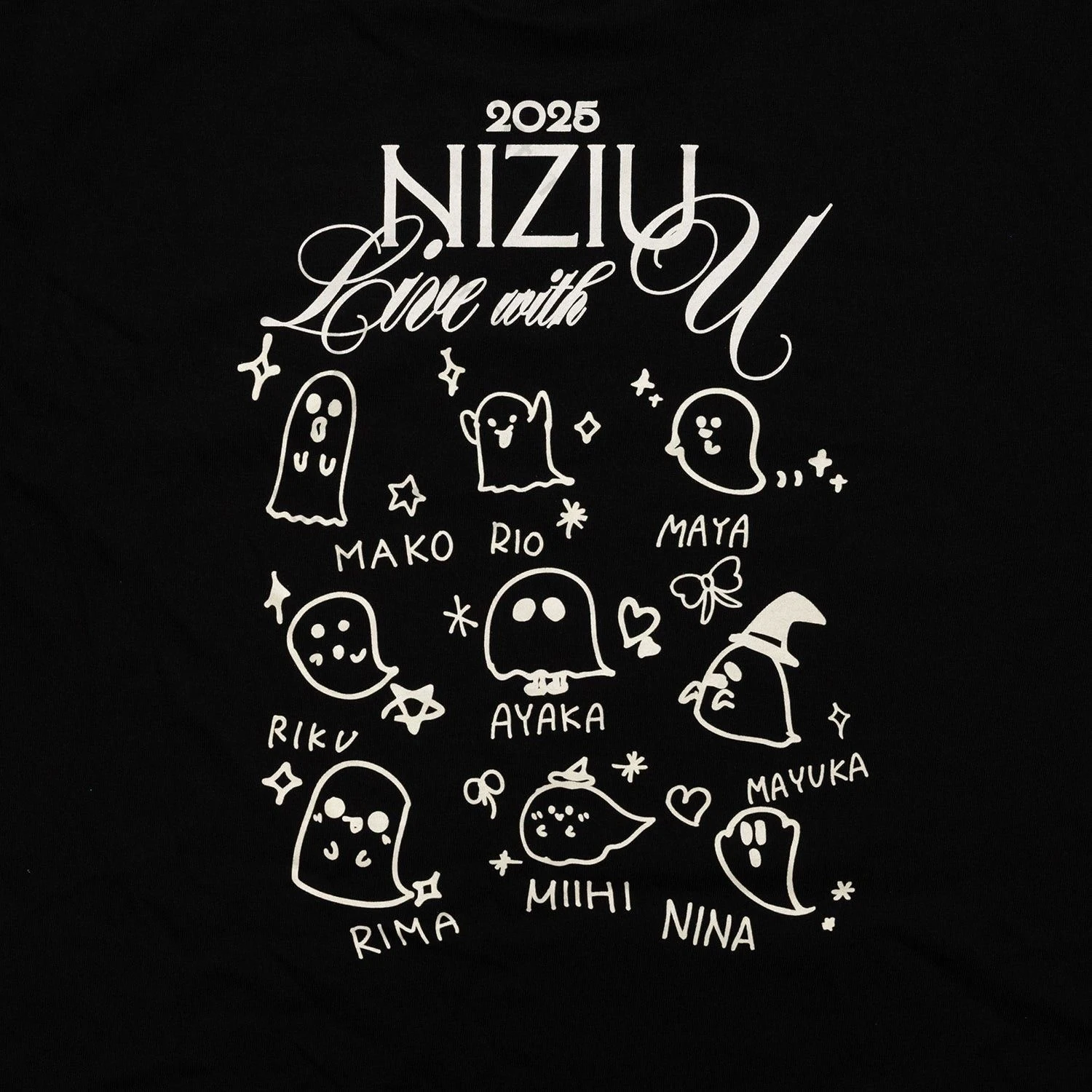 NiziU لايف مع U 2025 تي شيرت Kpop موضة الكرتون إلكتروني تي شيرت مطبوع النساء الرجال الصيف عالية الجودة القطن قصير الأكمام المحملة