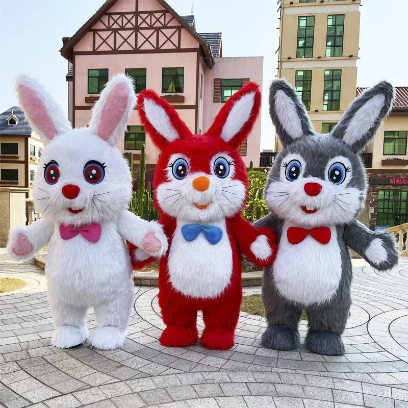 2 m/2.6 m opblaasbaar konijn mascotte kostuum volwassen paashaas haas cosplay kit entertainment carnaval full body pak dierlijke jurk