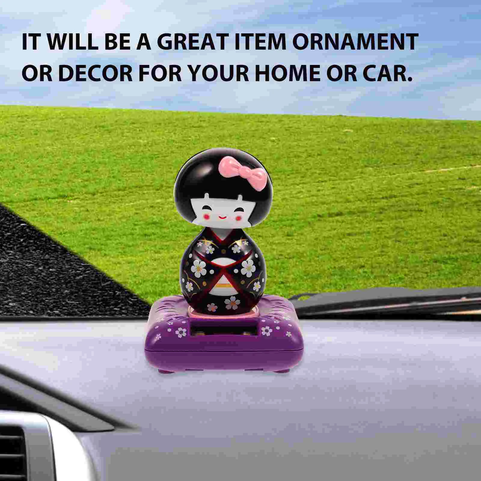 Desktop Ornament Car Interior Decor Solar Powered Gift Prank Toy Maiko Decoration Kimono Purple