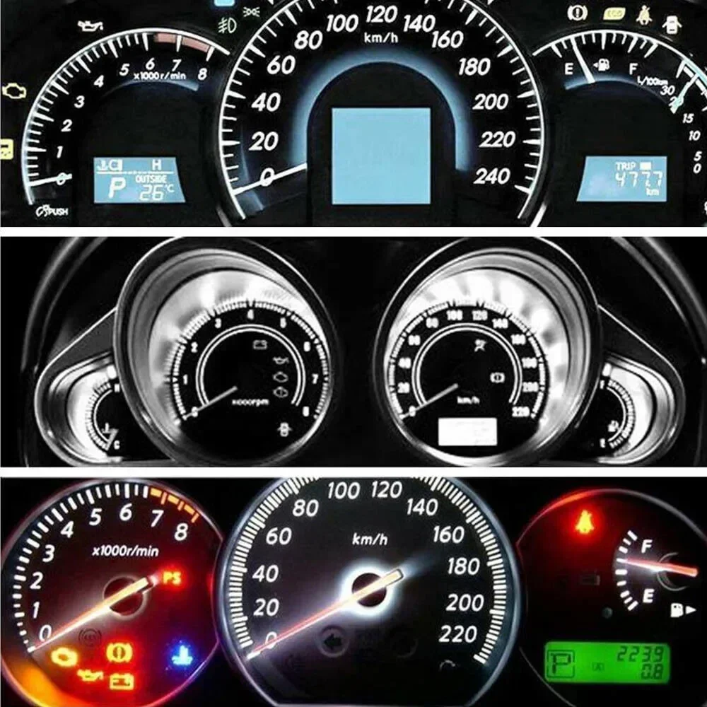 

10x 6000K White T5 3014 LED Wedge Dashboard Warning Instrument Panel Light Lamps 79 85 86 206 207 286 306 307