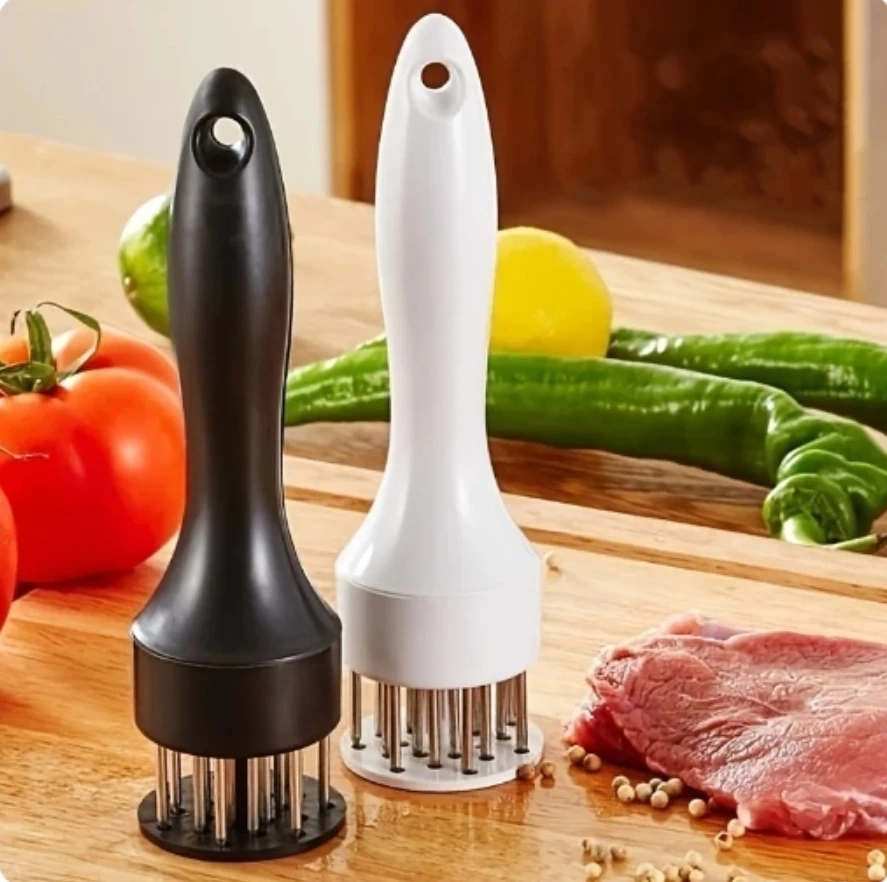 Attendrisseur de viande en acier inoxydable, accessoire de ménage, blanc, 16 pièces