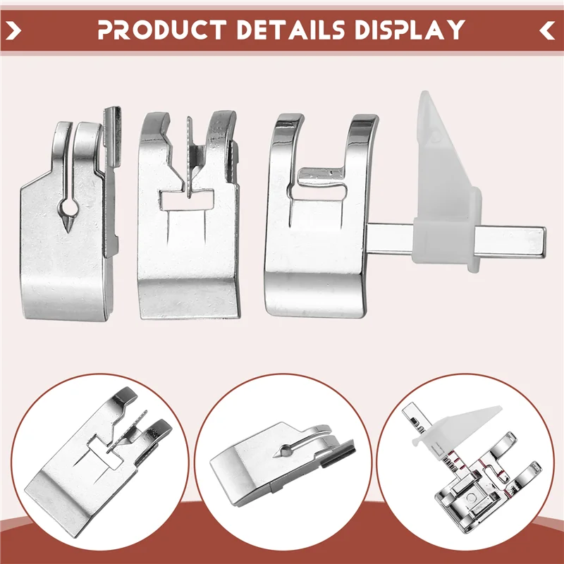 A67M-Sewing Machine Presser Foot Set-1/4 Inch Quilting Foot/Adjustable Guide Sewing Presser Foot/Edge Joining Stitch In The Ditc