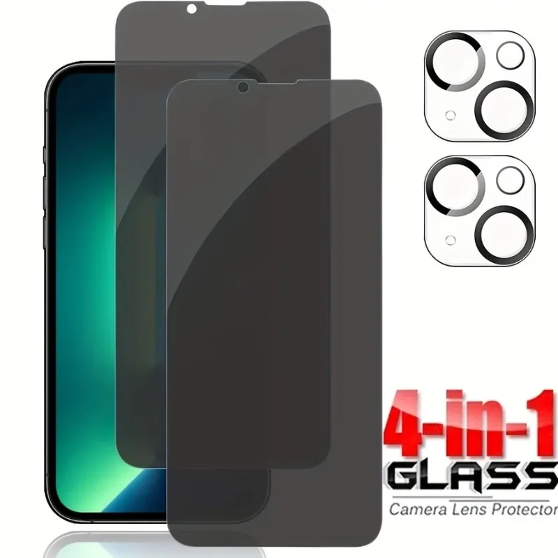 

2Packs Privacy Screen Protector with Camera Protection Film for iPhone 11 Pro Max 12 13 Mini 14 Pro 15 Plus 12 13 Pro Glass