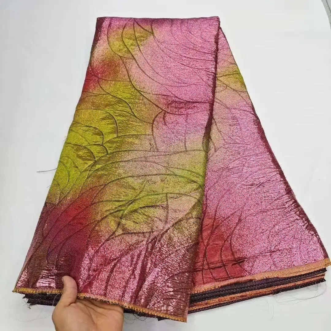 

2025 Luxury Nigerian Organza Lace Fabrics New African Brocade Jacquard Organza Lace Fabric High Quality French Tulle Lace Dress
