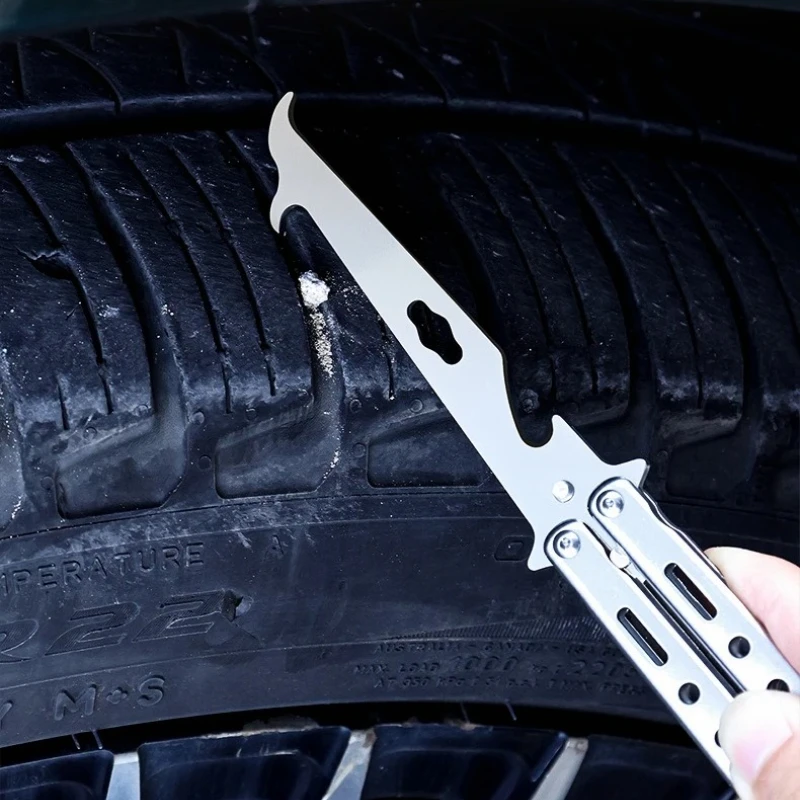 Foldable Tire Cleaning Hook Screwdriver Accessory Motor Tire Stone Cleaner Stone Remover Tire Cleaning Tool Tire Repair Tools