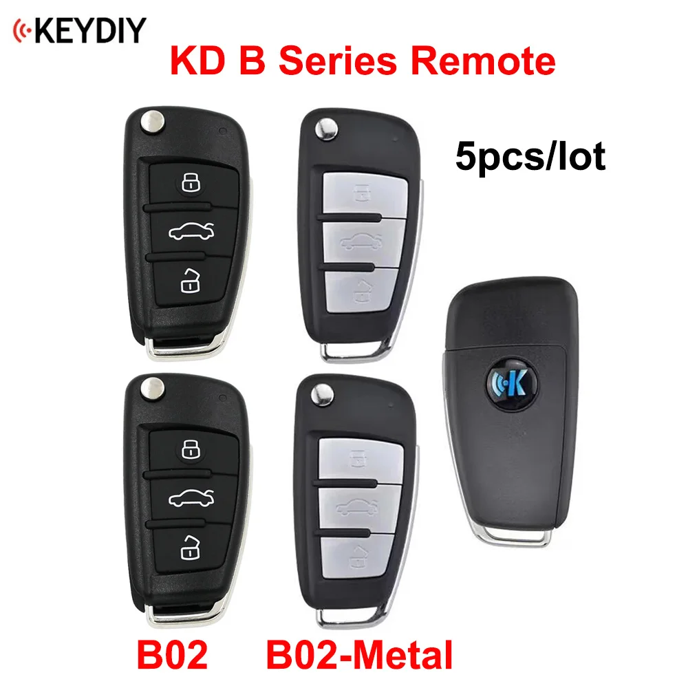 

5pcs/lot KEYDIY B02 B02-Metal 3 Button B Series KD Smart Car Key For Audi A6L Style Remote Control for KD900 KD-X2 Mini KD