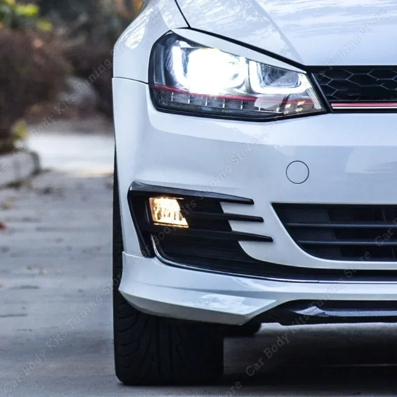 For VW Golf 7 MK7 Golf7 MK7.5 VII Facelift Front Bumper Fog Light Grille Cover Trim Wind Knife Razor Style Canards Custom Kit