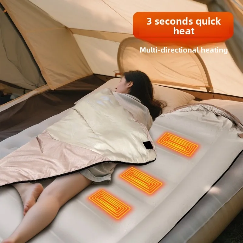 كيس نوم ساخن، وسادات تسخين متعددة USB لدعم الطاقة تعمل مع مصادر طاقة البطارية مع حقيبة مدمجة محمولة