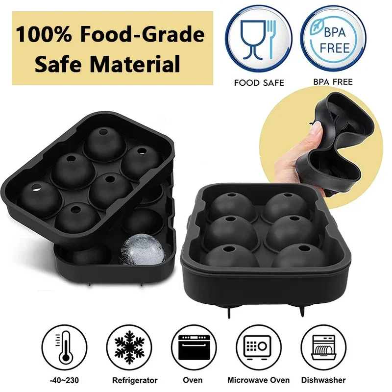 Ice Cube Silicone Ice Cube Tray Big Ice Cube Mold Reusable Ice Mold Ball for Whiskey Ice Mould 4/6/8 Grid Ice Ball