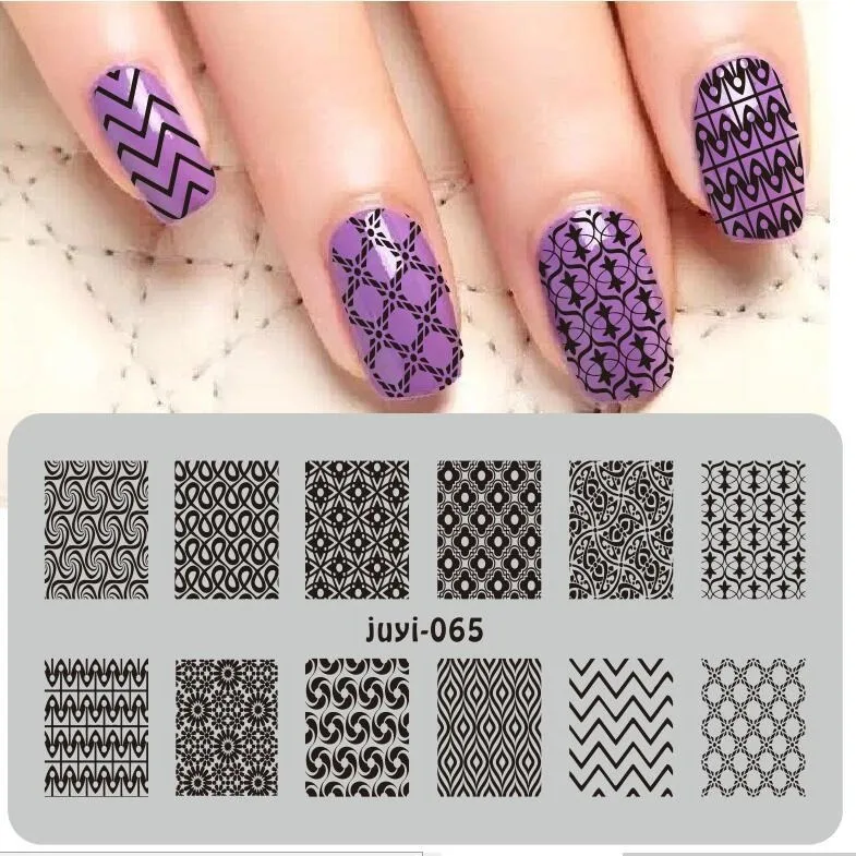 1PC Nail Art Stamping Plates Wave line Geometry Animal Leaves Design Image Stencil for Polish Printing Templates Tools Kit