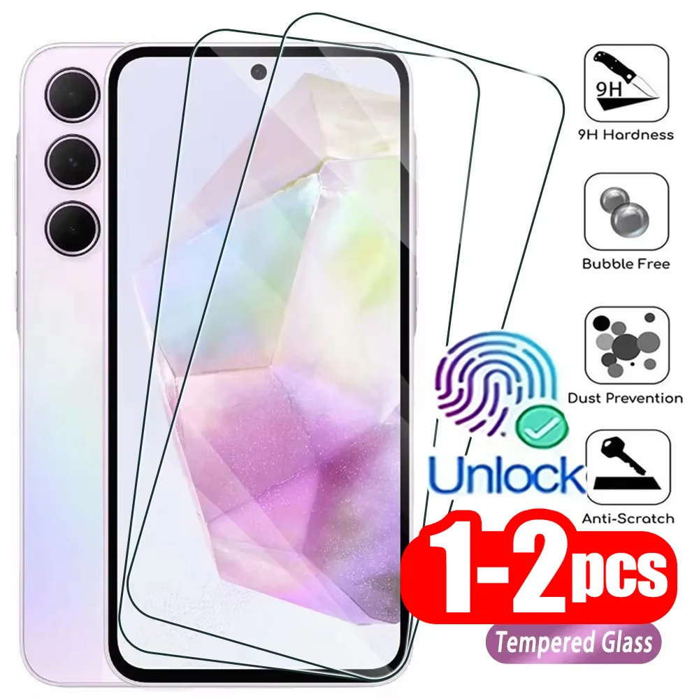 1-2Pcs Tempered Glass For Samsung Galaxy S25 Ultra Fingerprint Unlocking Screen Protector S24 S23 S22 Plus S25 Edge Screen Glass