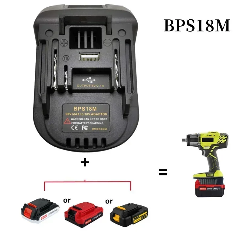ALASICKA BPS18M Battery Adapter for Black+Decker/Porter-Cable/Stanley 20V Lithium Battery To for Makita 18V Cordless Power Tools