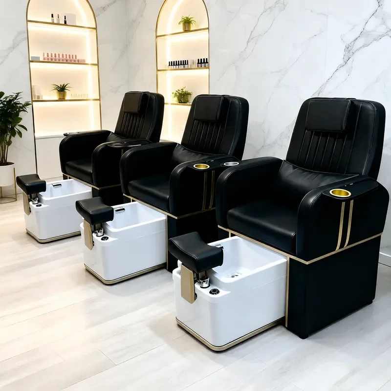 Electric Reclining Manicure Massage Chair with Foot Spa Soaking Basin Pedicure Sofa for Beauty Nail Bar Relaxation