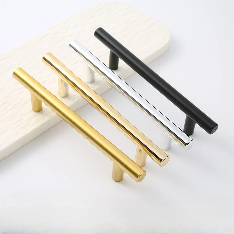 ABS Modern Simple Bright Gold Plastic Cabinet Pulls Handle, Round Rod Drawer Cabinet Furniture Hardware Handles