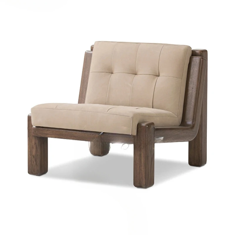 Solid wood leisure chair, homestay backrest, leisure chair, living room, household fabric single person sofa chair