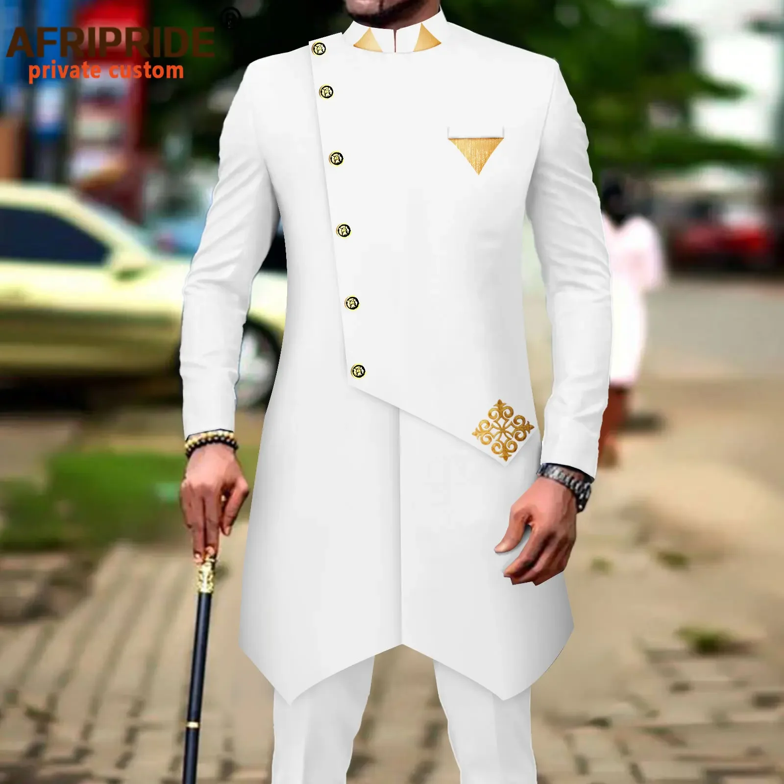 African Suits for Men Single Breasted Silm Fit Blazer and Pants 2 Piece Set Formal Outfits Dashiki Attire for Wedding 2416083