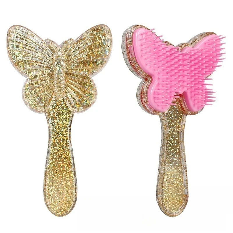 

Butterfly Shining Hairbrush Comb Anti-static Hair Brush Women Massage Combs For Salon Hairdressing Tools