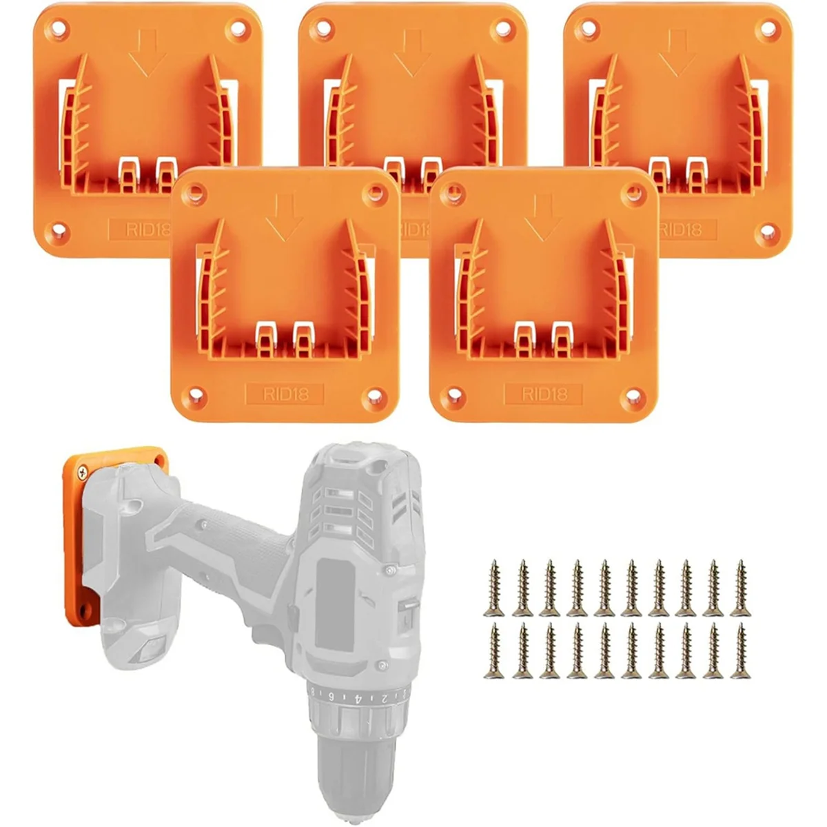 

A002 5pcs Tool Holder Mount for 18V Power Tool Mounting Base Wall Mounting Bracket Storage with 20 Screws(No Tool)