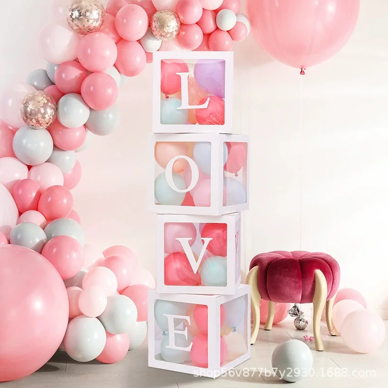 1st Birthday Balloon Blocks Decor with ONE Letter Boy Girl Baby Shower DecorFirst Birthday Balloon Boxes for Party Decorations