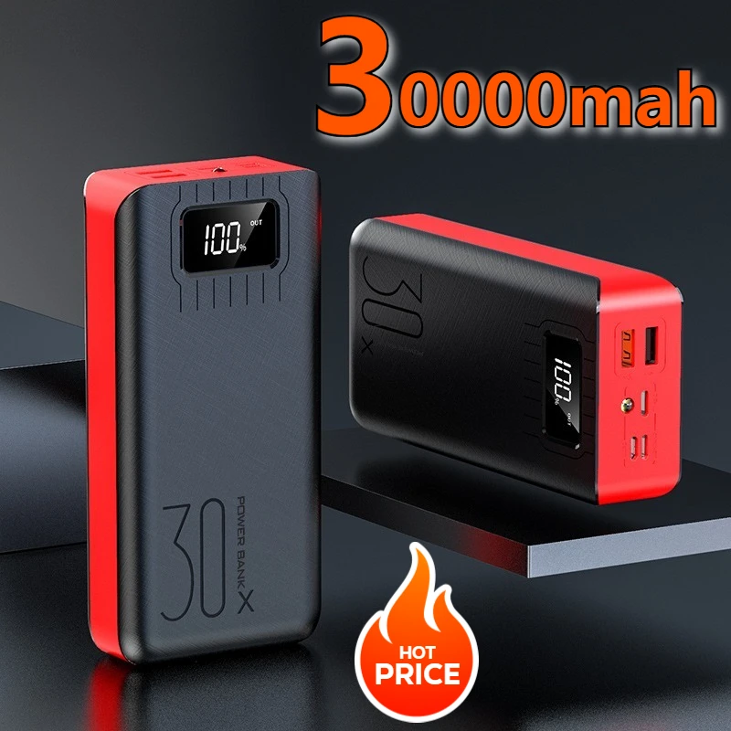 

30000mAh New Power Bank Portable Charging Poverbank Mobile Phone External Battery 2USB Charger Powerbank for Xiaomi OPPO