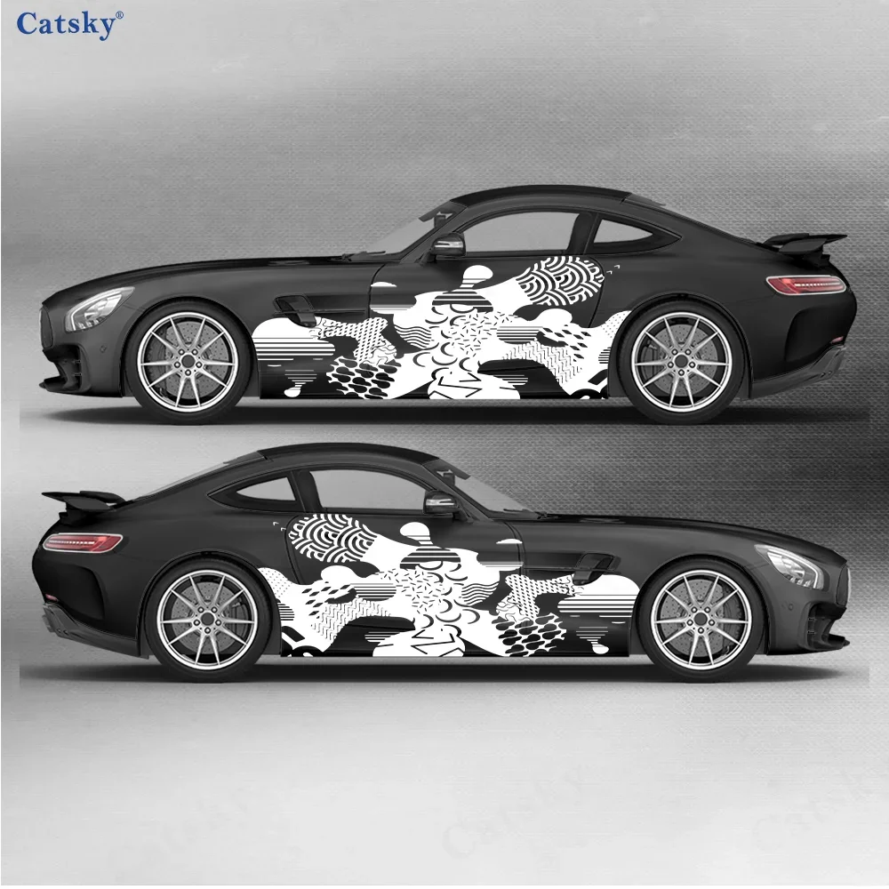 Irregular Geometric Curved Line Car Vinyl Wraps Decal Self-adhesive PVC Sticker Suitable for Trucks SUV Decor Auto Accessories