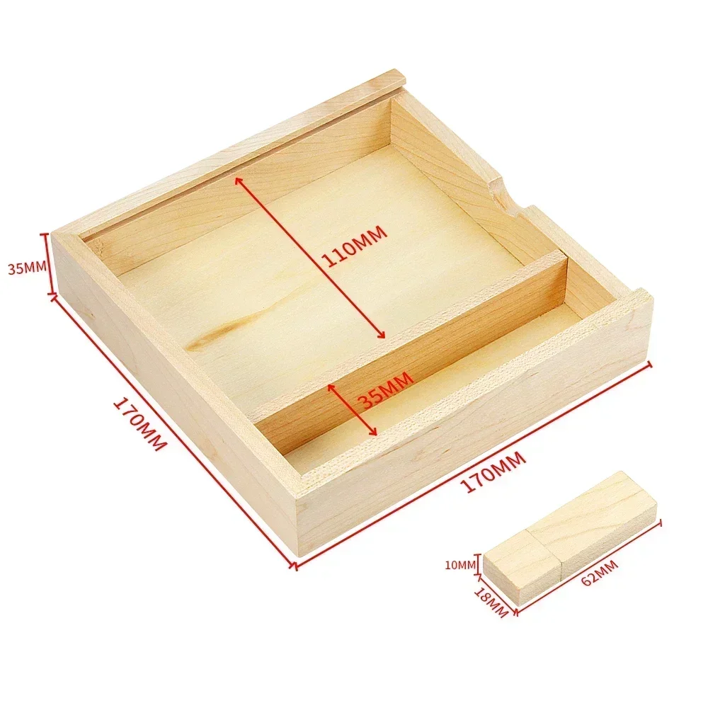 5 PCS JASTER Free Custom Logo USB 2.0 Flash Drive 128GB Wooden Pen Drive 64GB  Album Photography Box Creative Gift Memory Stick
