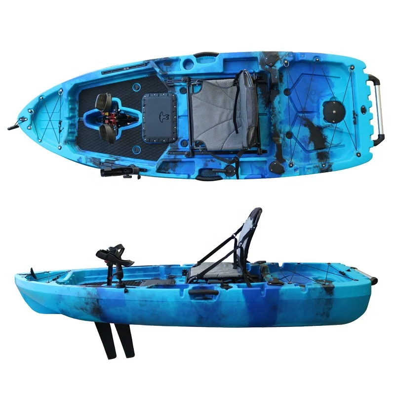 

8ft Fishing Fin Pedal Drive Kayak Single Seat Solo 1person Boat Plastic Sea Kayak Small Size Touring Motor Kayaking