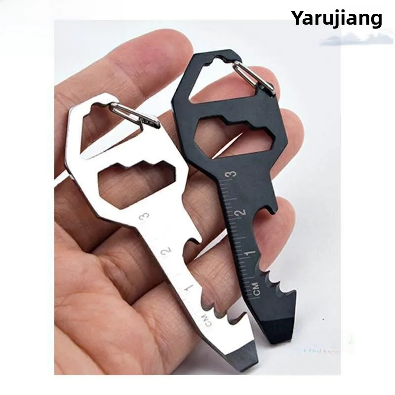 Portable Multi-Function Tool Card Camping Survival Internal Hexagonal Bottle Opener Keychain Pendant  Gift