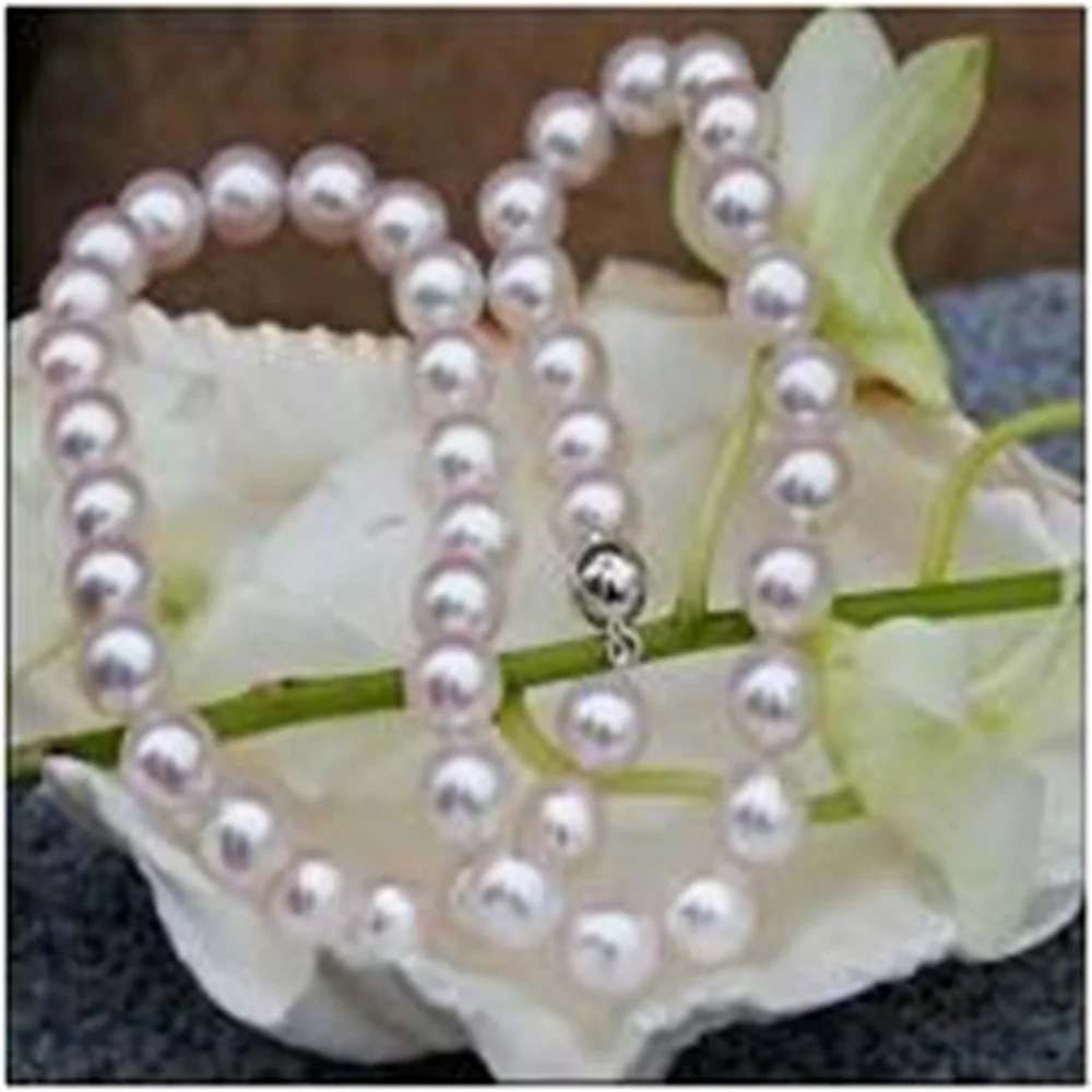 9-10MM White Akoya Pearl Necklace 18