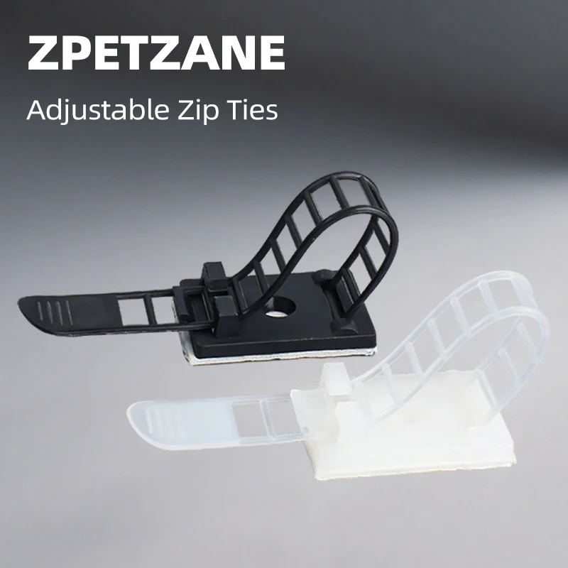 10pcs Adjustable Cable Tie Holder No-Drill Wire Organizer Self-Adhesive Clip Wire Bundle Clamp Network Wiring Routing Tool