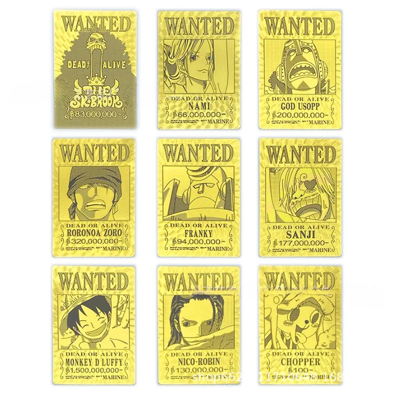 

One Piece Gold Foil Paper Currency Cartoon Anime Action Figures Cap Luffy Zoro Sanji Card Decoration Children Toy Birthdays Gift