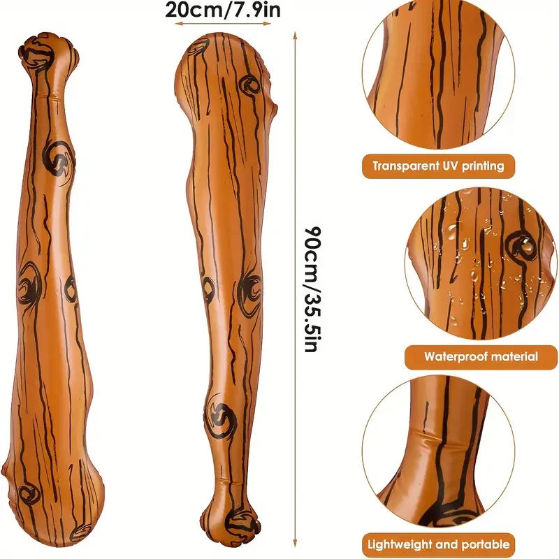 Bastão de beisebol inflável 90cm, madeira falsa, pvc, suprimentos para festa esportiva, bastões de torcendo reutilizáveis, decorações para meninos, presentes de brinquedo