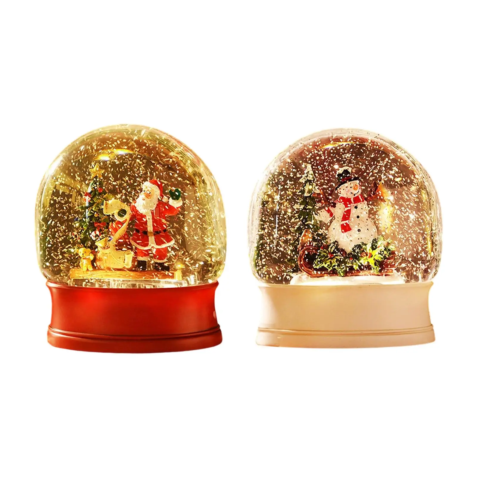 

Lighted Christmas Snow Globe Music Box Desktop Ornament Night Light for Christmas Home Decoration Centerpiece