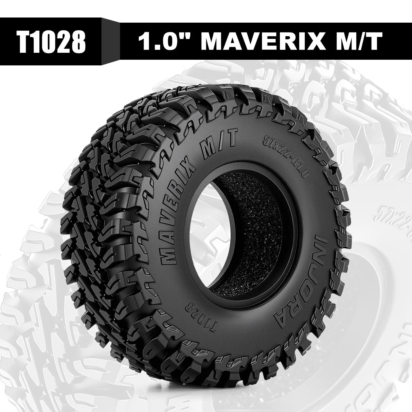 ยาง INJORA 57*22 มม. 1.0 นิ้ว รุ่น MAVERIX M/T สำหรับรถบังคับวิทยุแบบ Crawler ขนาด 1/18 1/24 (T1028)