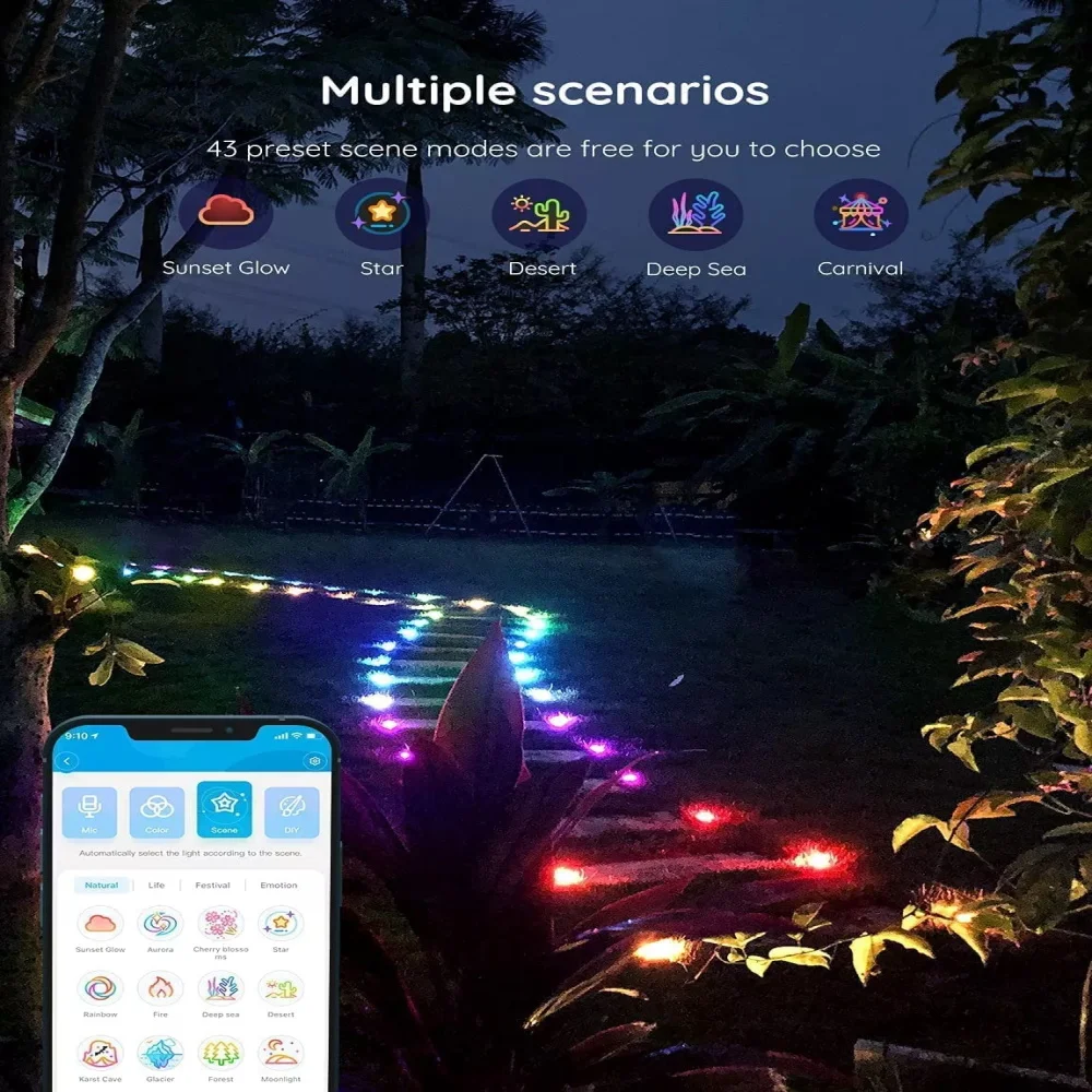 Tuya wi fi inteligente jardim gramado lâmpada com alexa controle de voz rgb multicolorido lâmpada do jardim ao ar livre