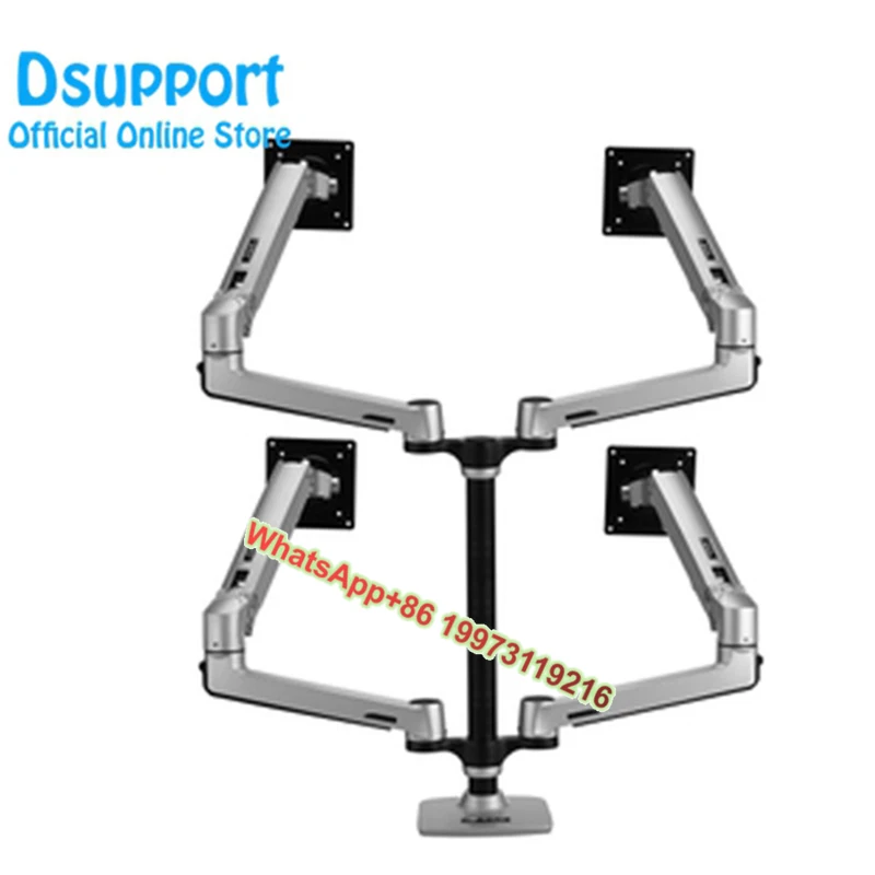 

Aluminum Alloy Desktop Quad Heavy Monitor Mount Display Stand 4 Screens Arm LCD Stand Fit 17"-27" Max with 10KG Per Arm Support