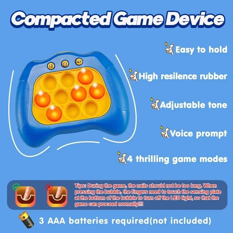 Jogo Pop Push Bubble com Luz, Fidget Toy com Sound Up Pro, Anti-stress, Eletrônico, Quick Push Game para Criança, Adulto Relieve Stress Gift