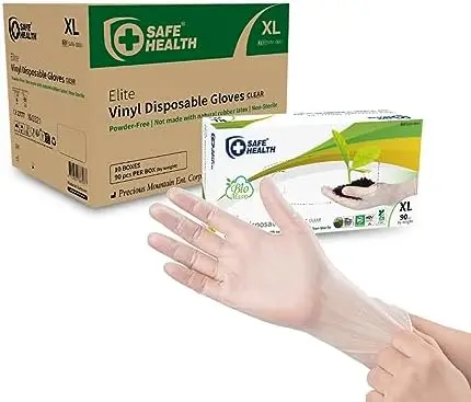 

Safe Eco-Friendly Vinyl Gloves, USDA Certified, Latex-Free, Powder-Free, X-Large, 3 Mil, Case of 900