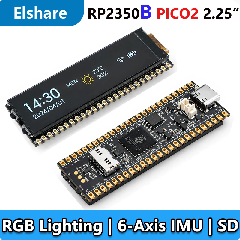 Raspberry Pi Pico 2 RP2350 2.25inch LCD Display Development Board RGB Lighting 6-Axis IMU 76×284