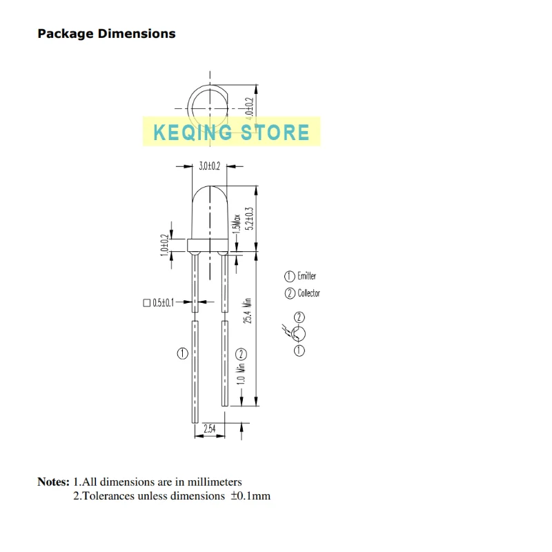 50/100PCS ALS-PT204-6C/L177 ALS-PT204-6C  3mm ambient light sensor environmental monitoring