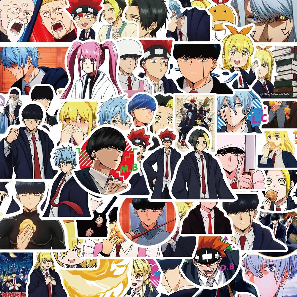 50 Stück Anime Mashle: Magic and Muscles 2D Wasserdichte Dekor-Aufkleber für Handyhülle, Gitarre & Skateboard