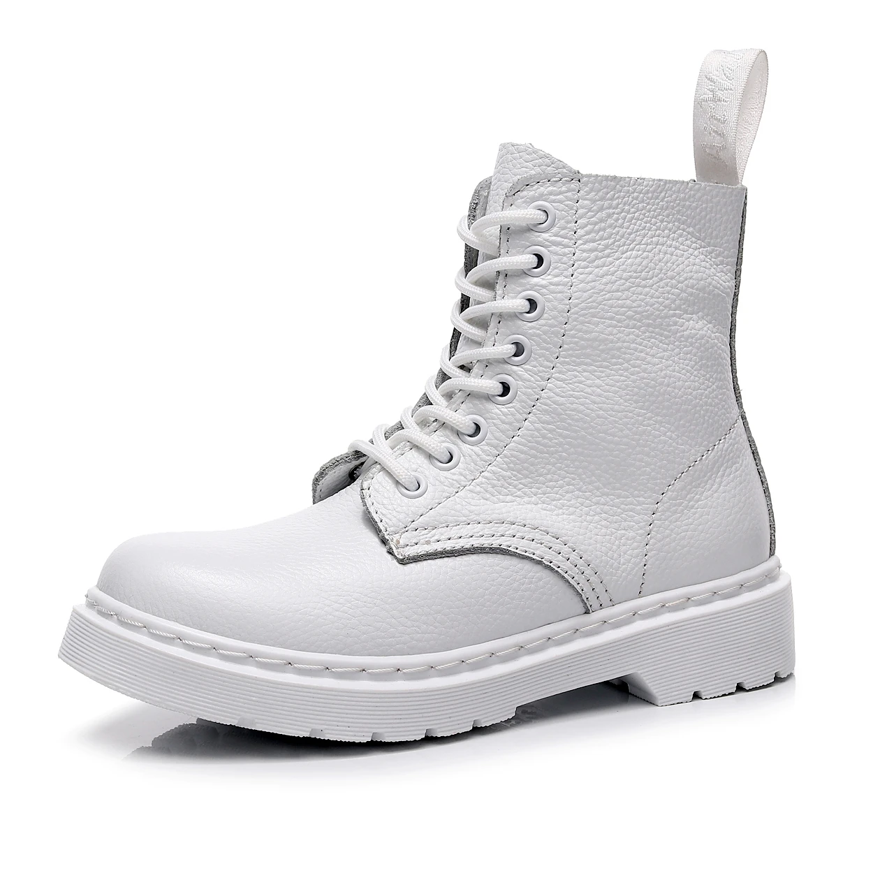 WAERTA Men's Genuine Leather Boots White Couple Models Wear-resistant Round Toe Breathable Non-slip Casual Trend All-match 35-46