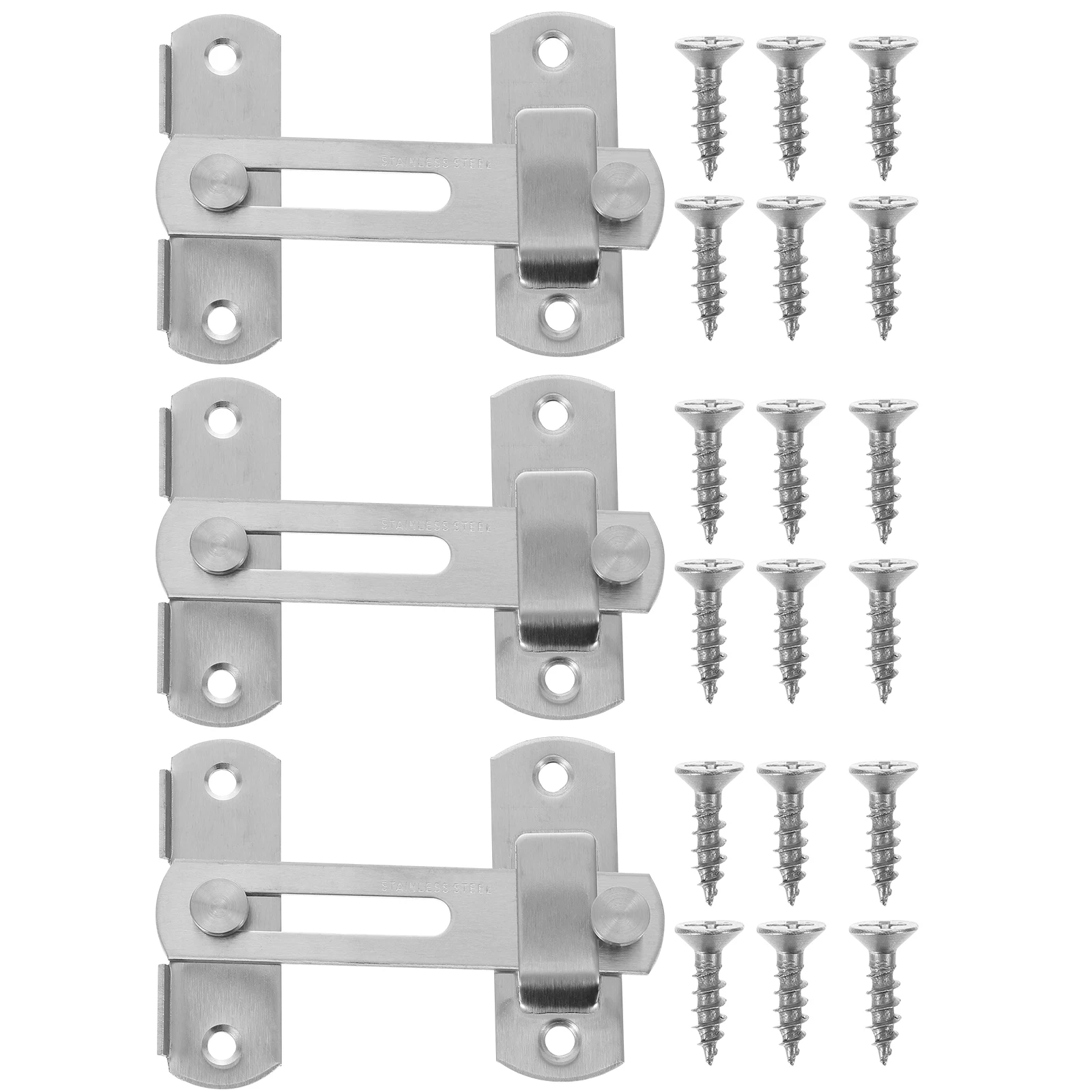 

Stainless Steel Door Buckle 3 Sets Metal Latches Hardware Lock DoorLatch Safety BoltLatch DoorFlipsLock Stainless