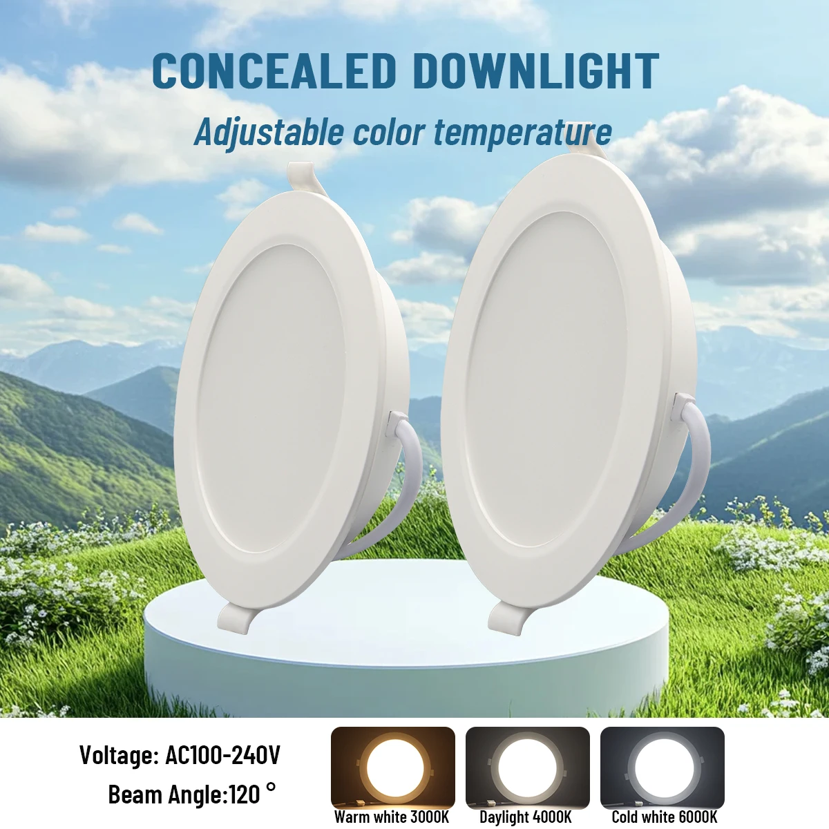 LED Downlight AC100-240V Spot Three colors 6W 10W 14W 17W 20W 24W Recessed in LED Ceiling Downlight Light Cold Warm white Lamp