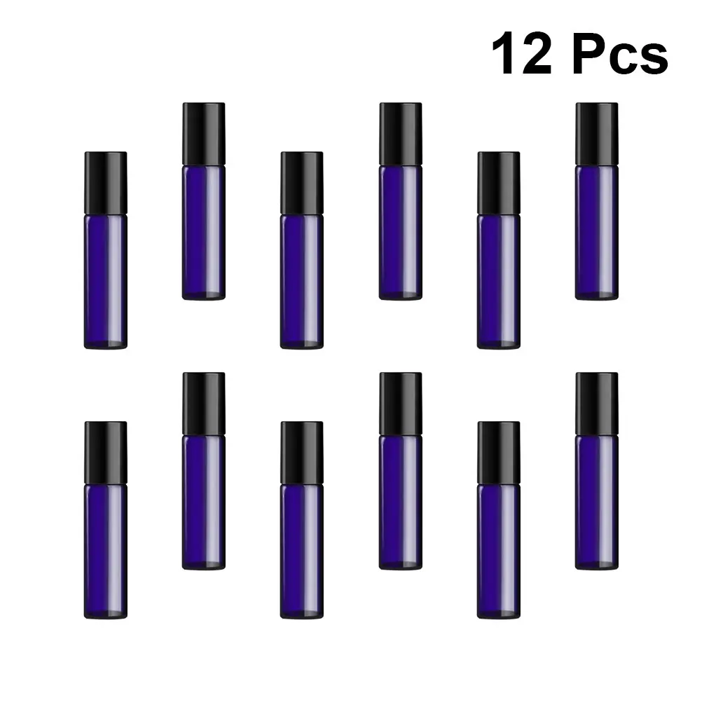 

12pcs Glass Roller Bottles 5ml Portable Travel Size Refillable Essential Oil Perfume Colognes Dispensing Various Colors