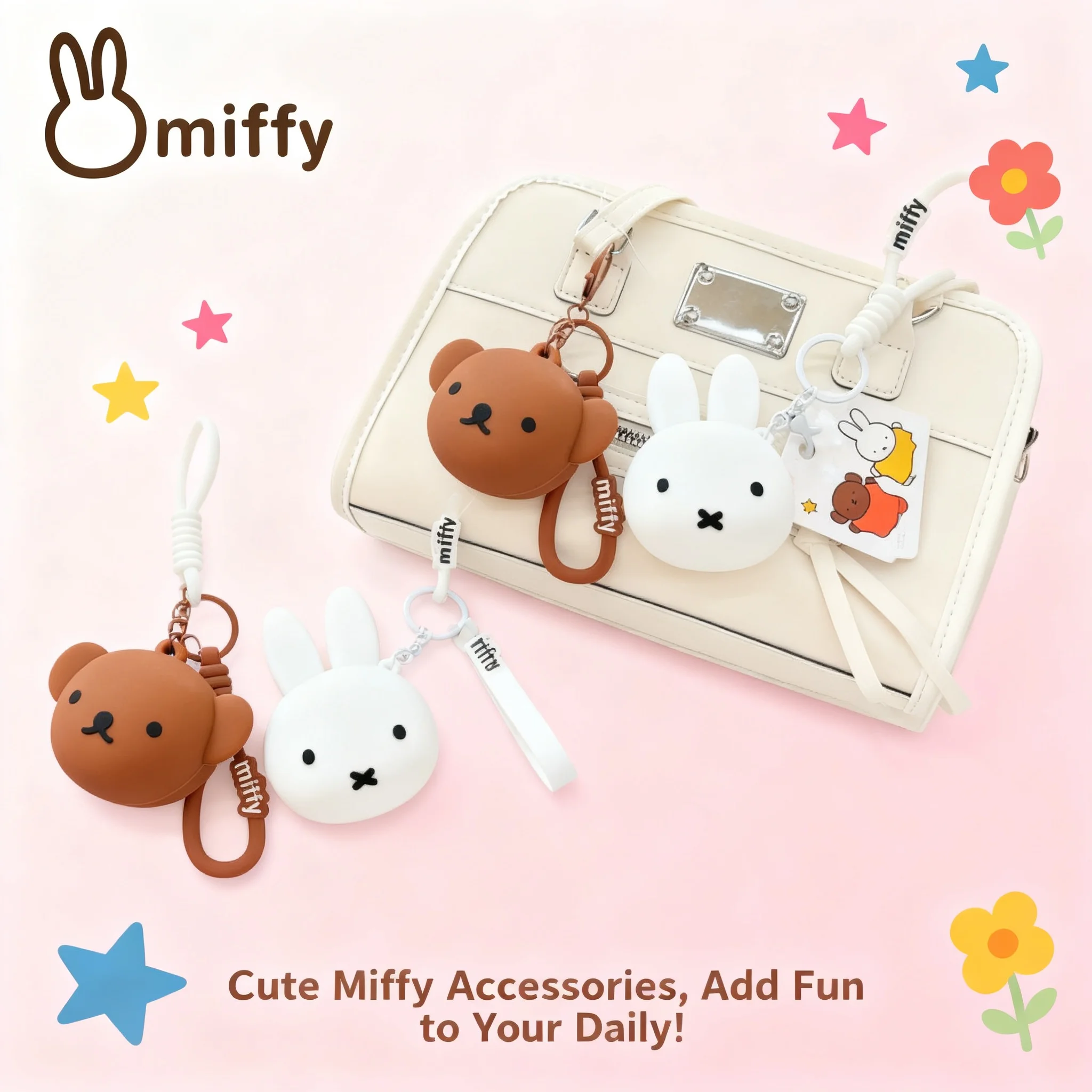 

Miffy Boris Kawaii Silicone Coin Purse Cute Cartoon Mini Earphone Bag Pendant Storage Bag Toy Gift for Girl