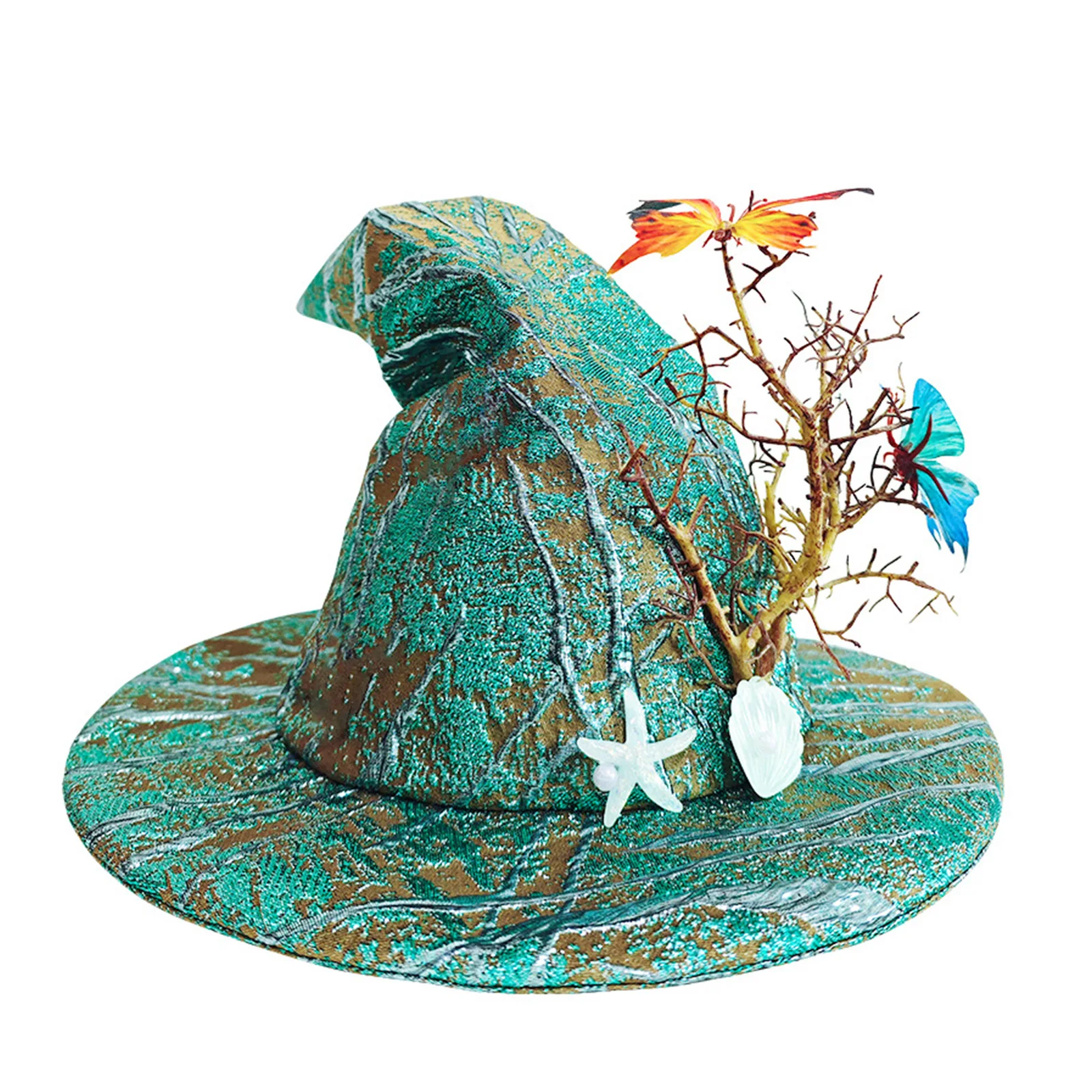 Chapeau de sorcière d'halloween, chapeaux de sorcière, Design de zone de forêt ou de mer, chapeau de magicien pour mascarade, accessoires de Cosplay, Costume de Renaissance