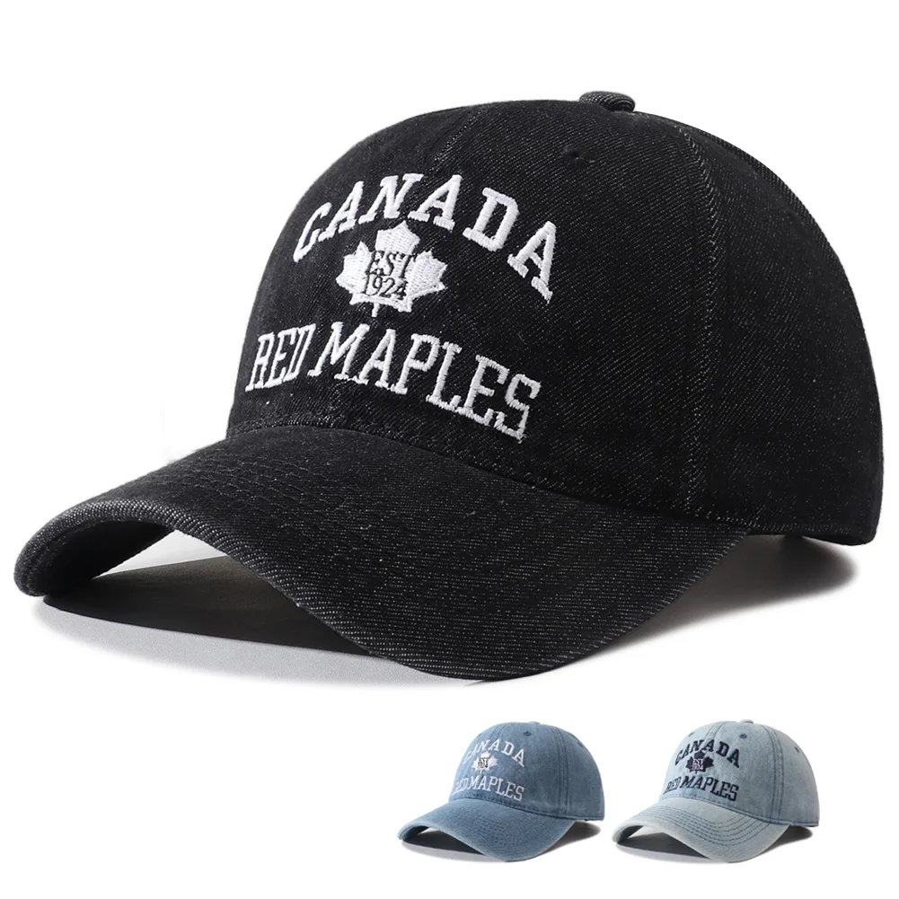 Gorra de béisbol vaquera bordada de Canadá de alta calidad, gorra Snapback de Hip Hop, sombreros de papá lavados Vintage ajustables para mujeres y hombres, sombrero para el sol