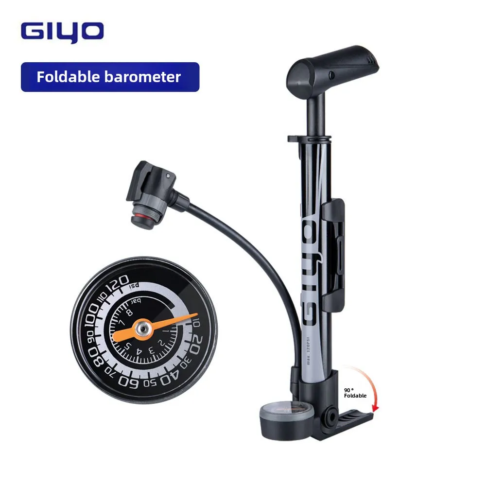 GIYO GM-642 Mini Inflatable Mountain Bike Portable Floor Pump Presta/Schrader Valve 120psi 33cm Bicycle Accessories