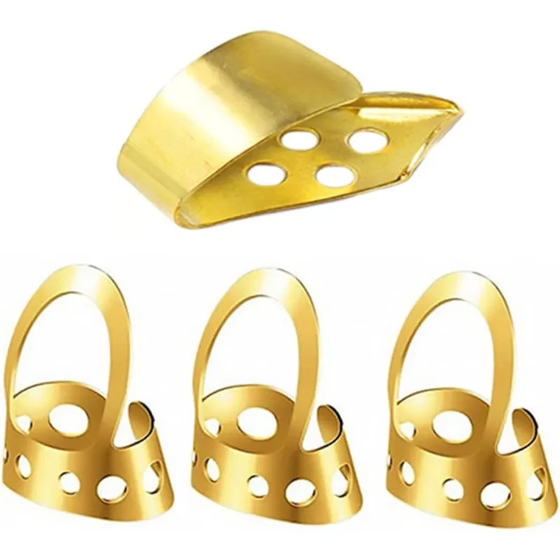 4pcs Finger Picks Set Thumb Plectrum for Acoustic Guitar Ukulele Mandolin Thumb Stabilizer High Quality Golden Color - view 5